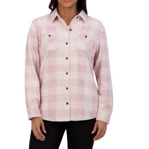 ZeroXposur women's plaid knit shirt, pink, Size L/G